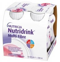 Nutridrink Multi Fibre Erdbeergeschmack 4x125 ml