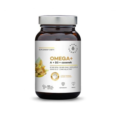AURA HERBALS Omega +Vitamin A + D3 + Knoblauch 60 Kapseln